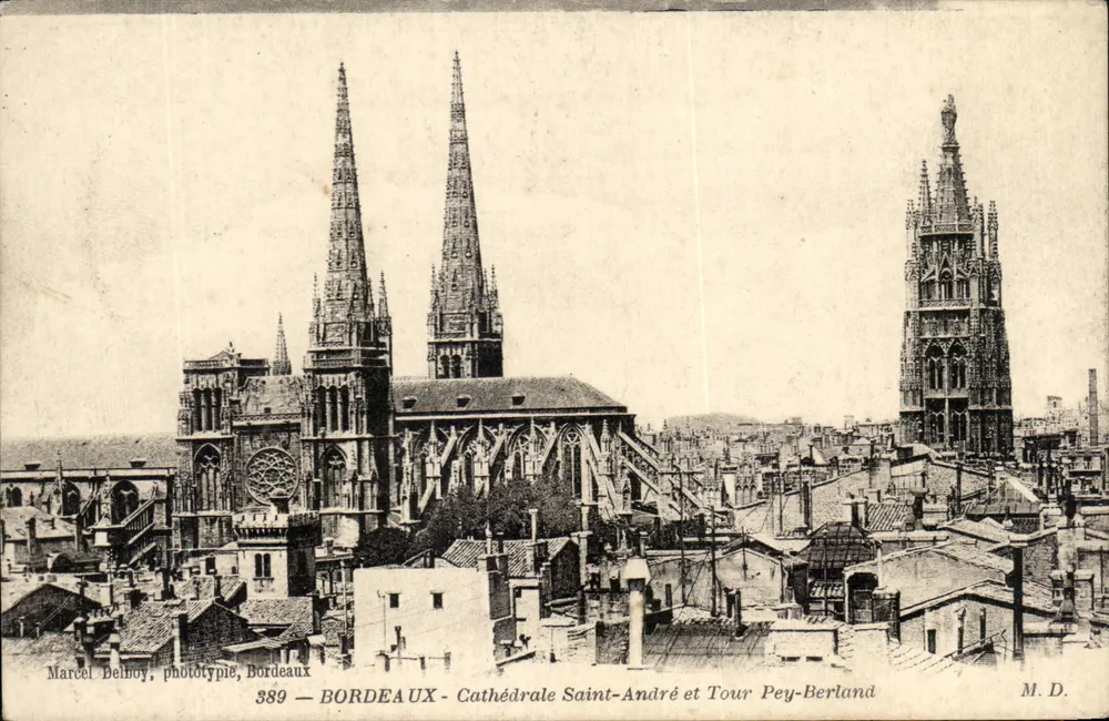Bordeaux - Kathedrale Saint-André und Turm Pey-Berland — Marcel Delhoy, phototype, Bordeaux, n° 389 - Vorderseite