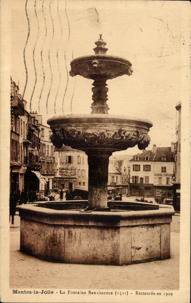 Mantes-la-Jolle - Die Renaissance-Fontäne (1521) - 1909 restauriert - Vorderseite