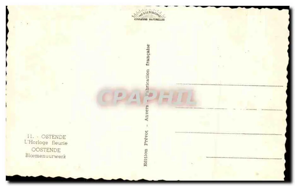Oostende — Blühende Uhr — Prévot-Ausgabe - Rückseite