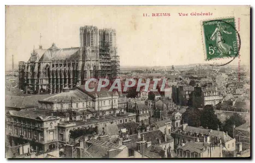 Reims — Vista Geral — Ilustrado por V. Valade, n°11 - Frente