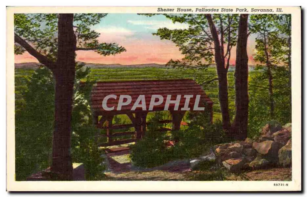 Shelter House, Palisades State Park, Savanna, Ill. — n° 8A731-N - Vorderseite