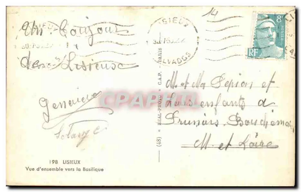 Lisieux — Vista geral em direção à Basílica — C.A.P. (48) - Verso