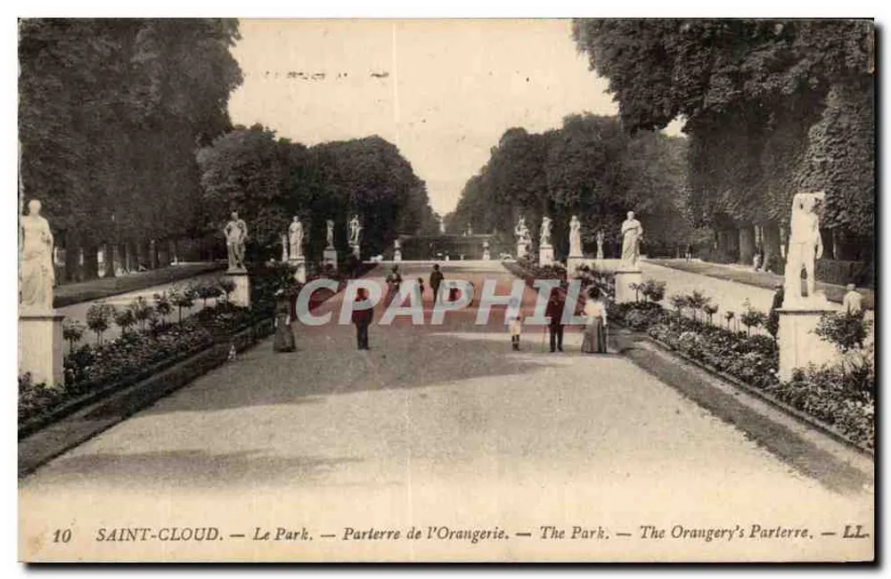 SAINT-LOUD. — Le Park. — Parterre de l'Orangerie. — The Park. — The Orangery's Parterre. — LL. — N° 10 - Frente