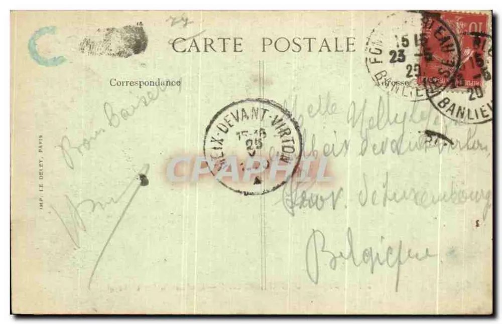 Schloss FONTAINEBLEAU — Eisenpferdestiege — Verlag: Chauvet, Fontainebleau, Nr. 555 - Rückseite