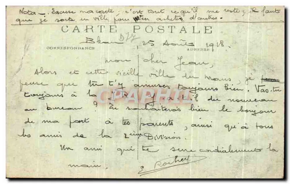 Fontainebleau — Escuela de Aplicación - Les Héronnières - Reverso