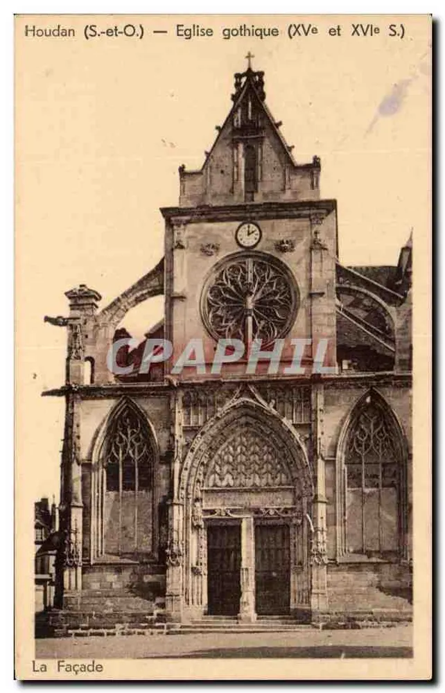 Houdan (S.-et-O.) — Kościół gotycki (XVe i XVIe w.) — Fronton - Awers