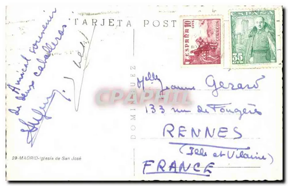Madrid — Igreja de San José e torre da Gran Terraza — editor Dominiquez, n°29 - Verso