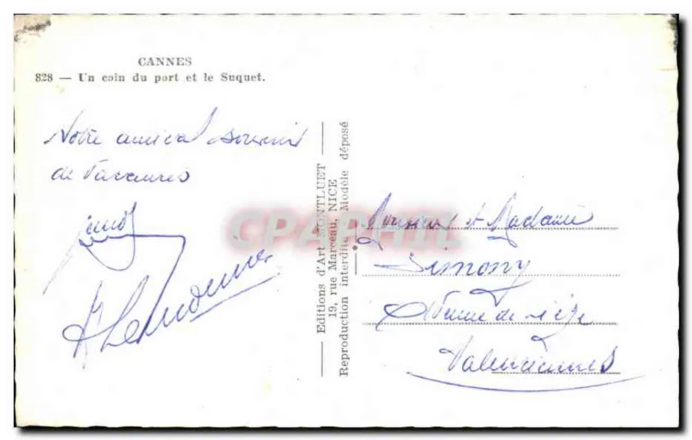 Cannes — Le port et le Suquet — Éditions d'Art Interdit, Nice - Rewers