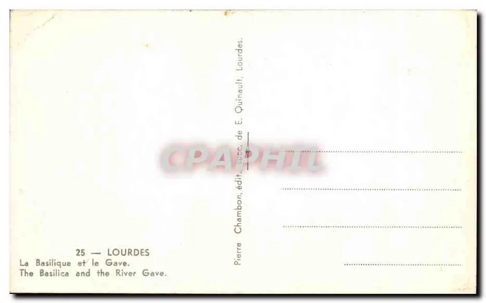 A Basílica e o Gave — Lourdes — edit. Chambon, n°25 - Verso
