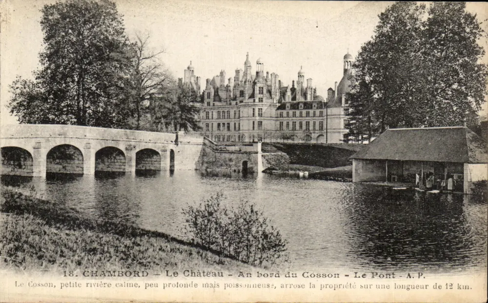Chambord — Schloss — Am Ufer des Cosson — Die Brücke — A.P. - Vorderseite