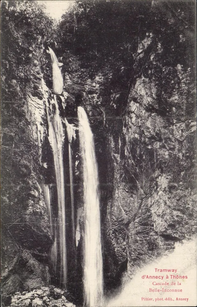 Cascade de la Belle-Inconnue — Tramway d'Annecy à Thônes — Pittier, phot.-édit., Annecy - Vorderseite