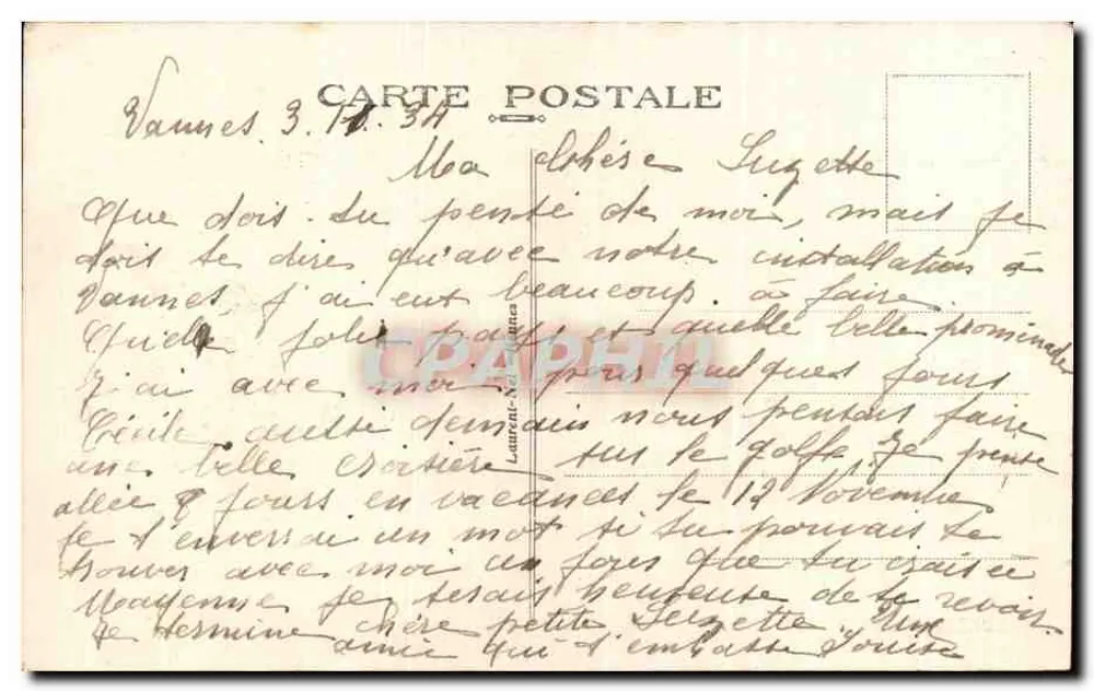 Vannes — A Torre Trompette — Loïc, n° 2836 - Verso