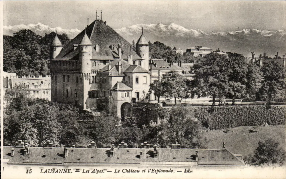 Lausanne — Die Alpen — Schloss und Esplanade — LL. - Vorderseite