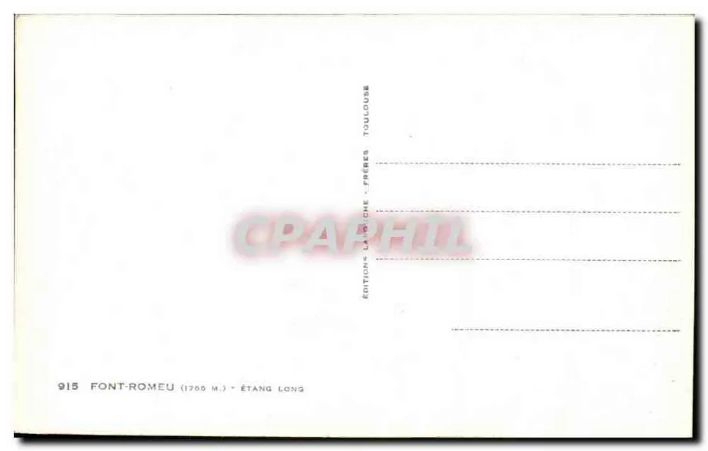 Font-Romeu — Lago Longo — Edições Lauche-Toulouse - Verso