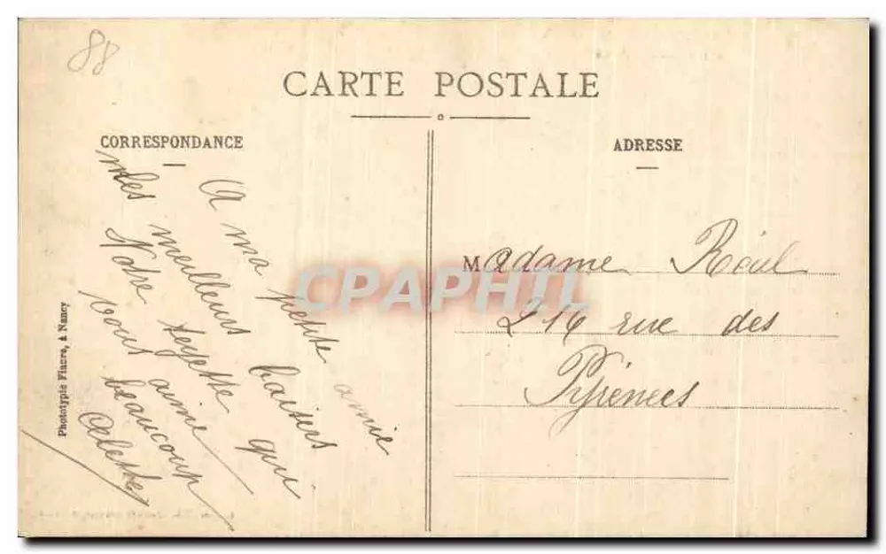 VITTEL - Il Casinò — Le Vosges Illustrées, n° 465 — Edizione Mlle Claire Gandarme, a Vittel - Verso