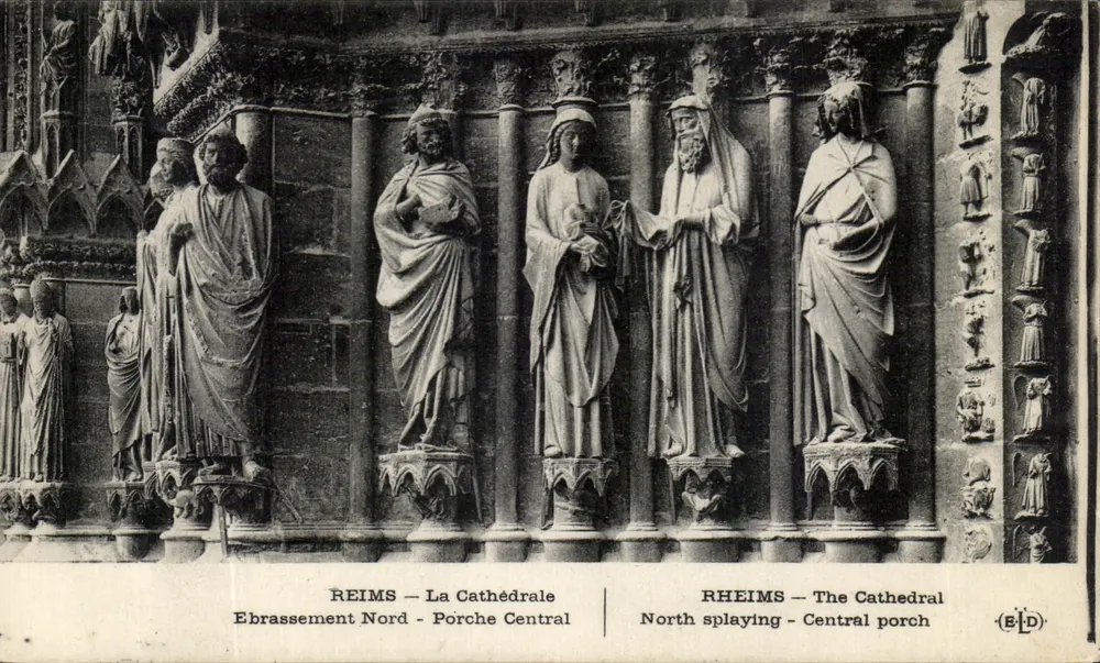 Reims — A Catedral — Ebrassement Norte - Porche Central — Editor E.P.D. - Frente