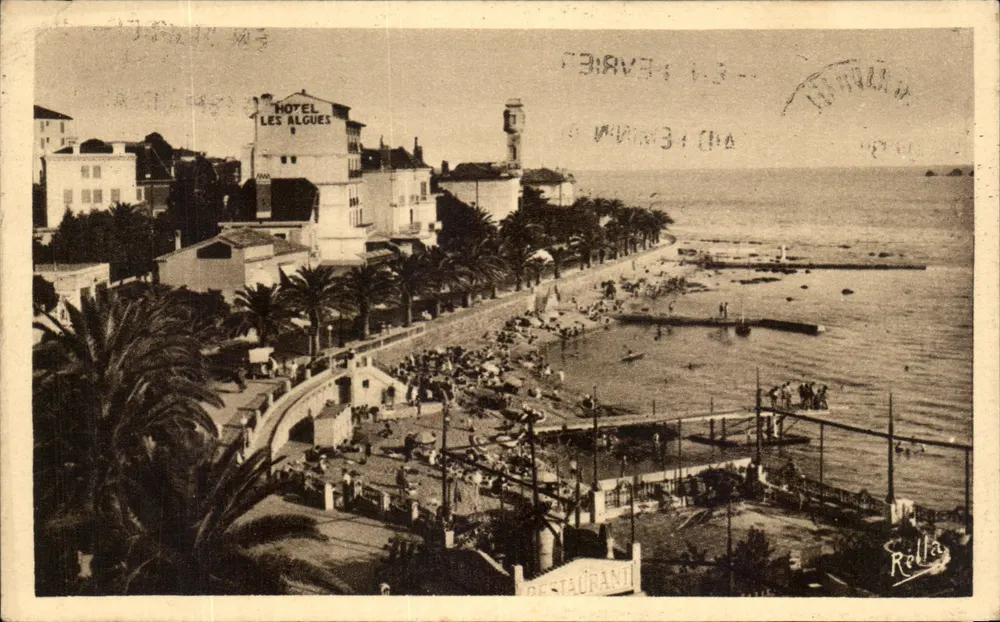 Saint-Raphaël — vue de la plage et de l'Hôtel Les Algues — éditeur Rella - Anverso