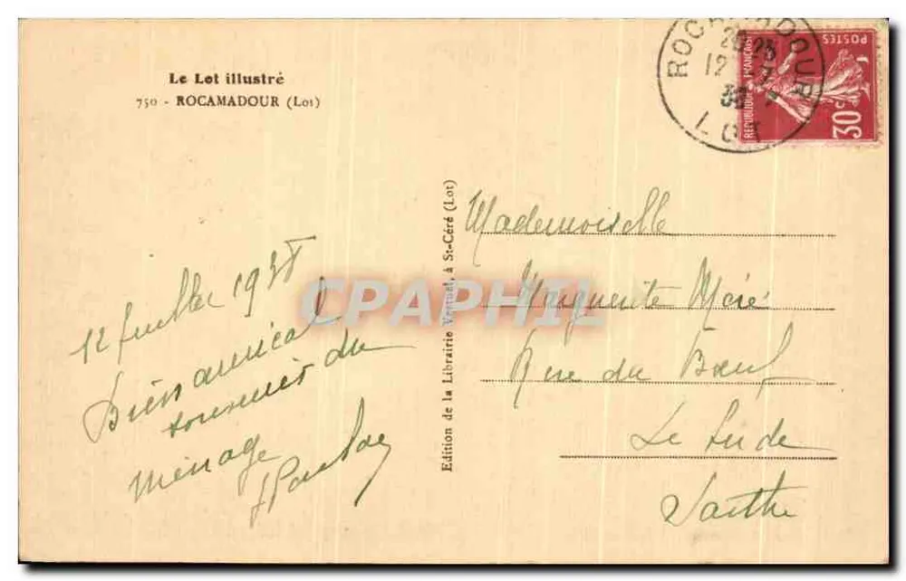 Rocamadour — panoramische weergave — Le Lot illustré, n°750 - Achterkant