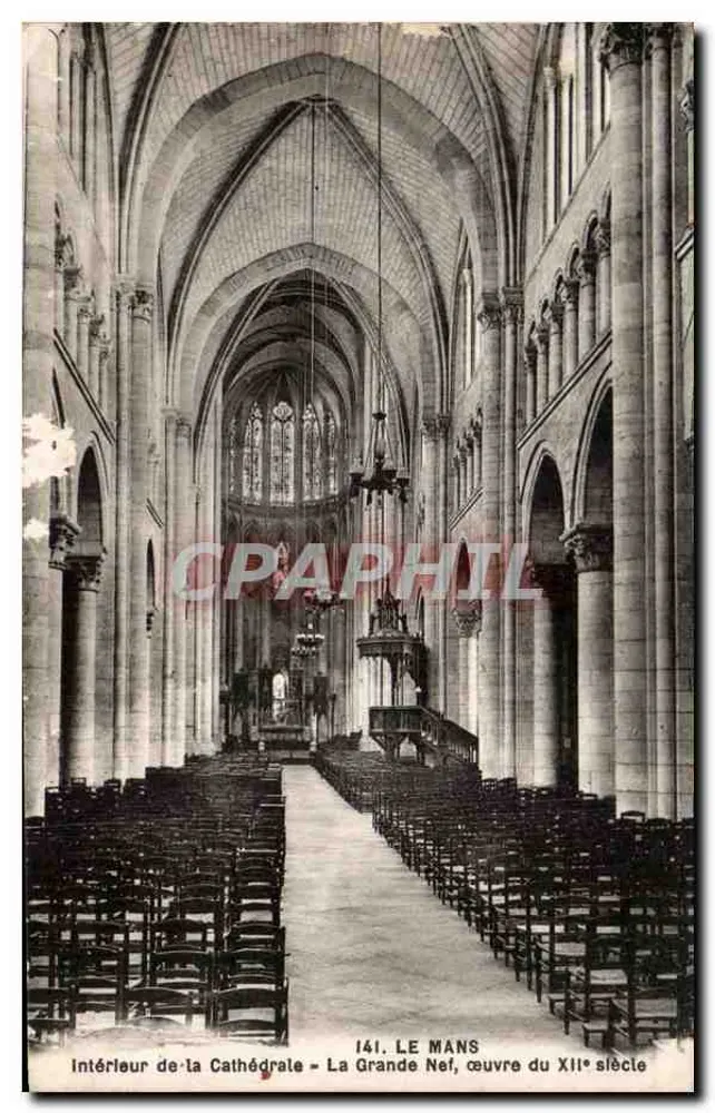 Innenansicht der Kathedrale - Die große Kirchenschiff, Werk des 12. Jahrhunderts - Le Mans - Vorderseite