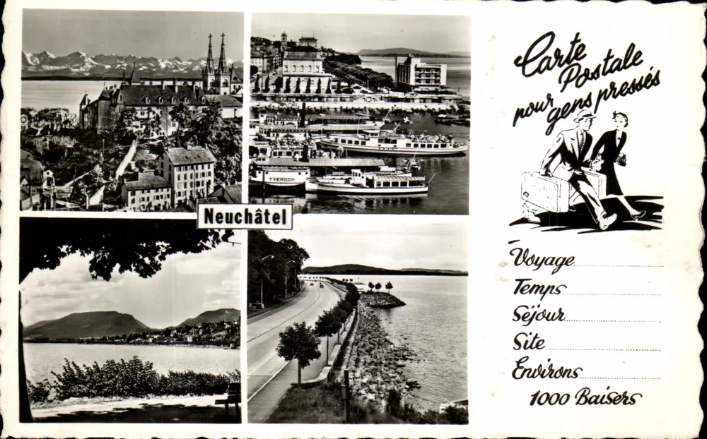 Neuchâtel — vista panorâmica e porto — editor PERECCHET, n° 269 - Frente