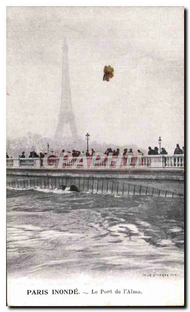 Paris überschwemmt — Le Port de l'Alma — Ch. G. Strecker, Paris - Vorderseite