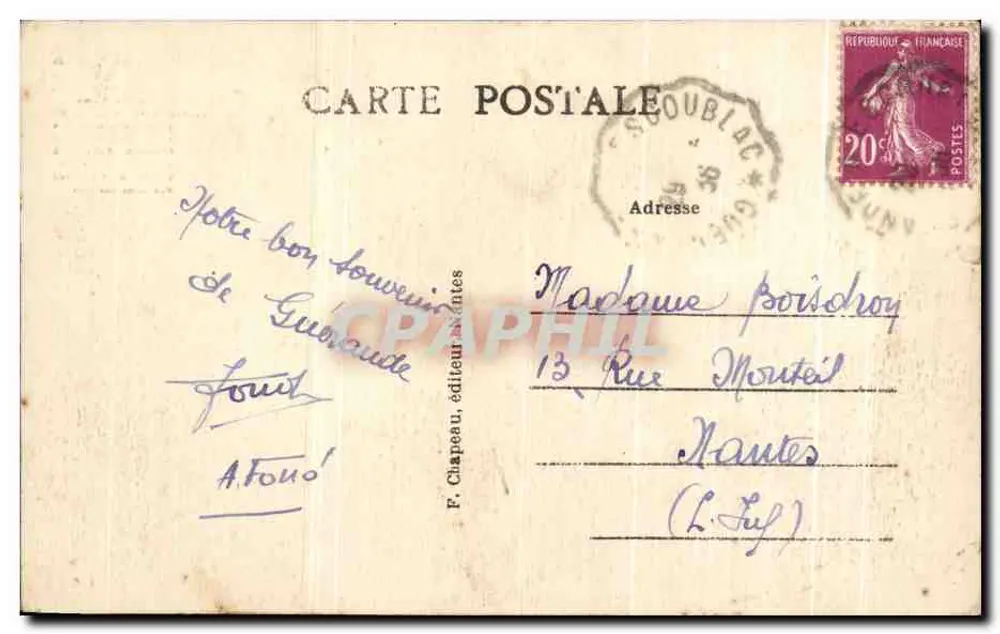 Guérande (Loire-Inf.) — A Porta Saint-Michel (século XV) — F. Clapeau, editor, n°130 - Verso