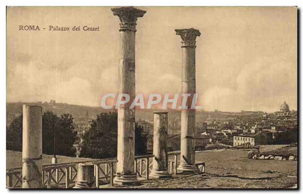 Roma - Palácio dos Cesares — vista da cidade com a basílica de São Pedro no fundo — editor não visível - Frente