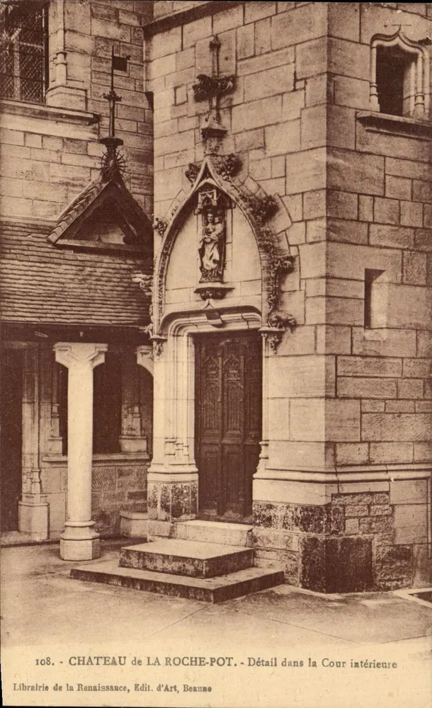 Schloss La Roche-Pot — Detail in der Innenhof — Librairie de la Renaissance, Edit. d'Art, Beaune - Vorderseite