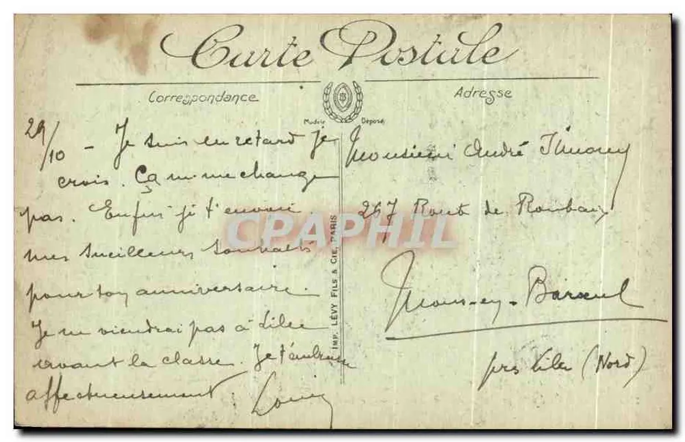 Versailles — O Grande Trianon — O Péristilo — Editor Lévy Fils & Cie, n° 293 - Verso