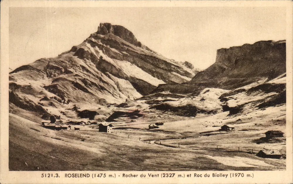 Roselend (1475 m.) — Rocher du Vent (2327 m.) en Roc du Biolley (1970 m.) — A. Houitier, Lausanne, n° 5121.3 - Voorkant