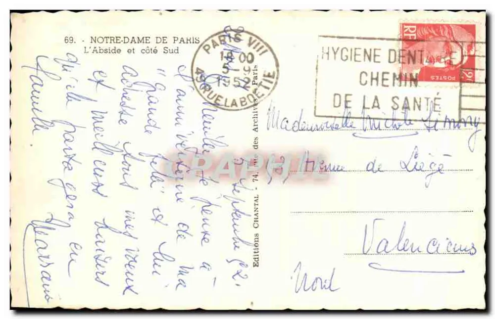 Nossa Senhora de Paris — A Abside e Lado Sul — Éditions Chantal - Verso
