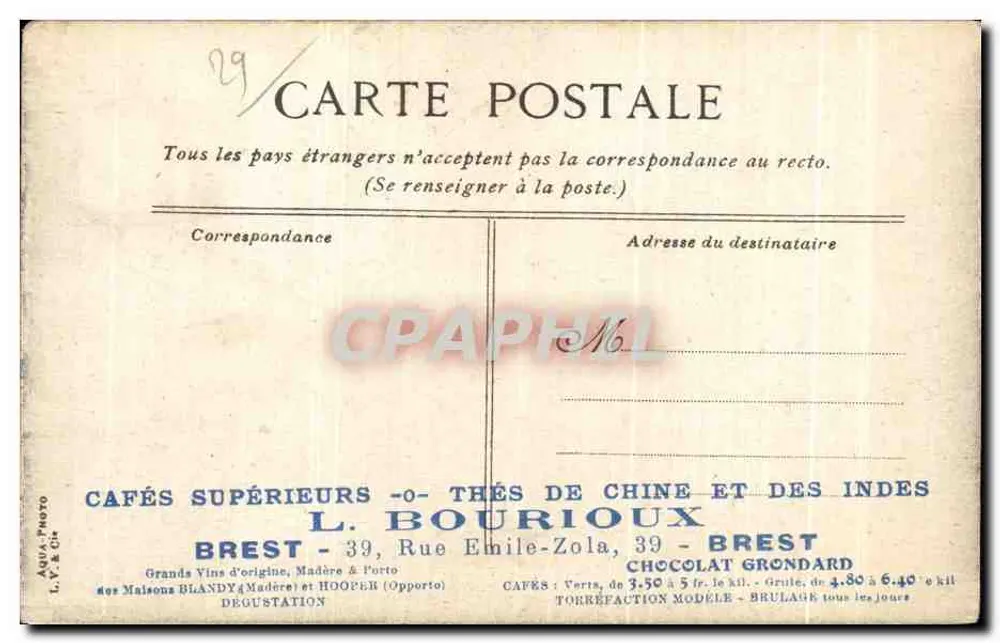 Marselha — O palácio de Longchamp — editor L. V. & Cie - Verso