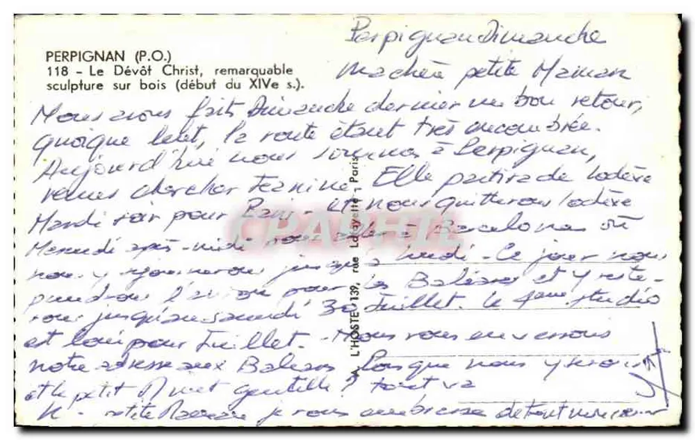 Perpignan (P.O.) — Het Devote Christus, opvallende houtbeeldhouwerij (begin van de 14e eeuw) — L'HOSTE 139 - Achterkant