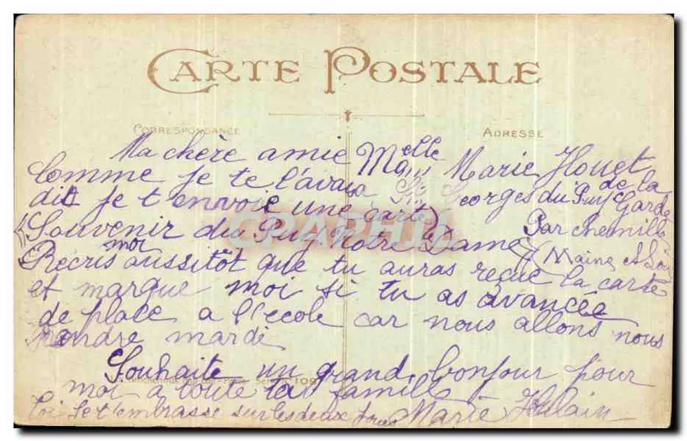 Lindo Lembrete — carta postal decorada com flores rosas e verdes — editor não visível - Verso