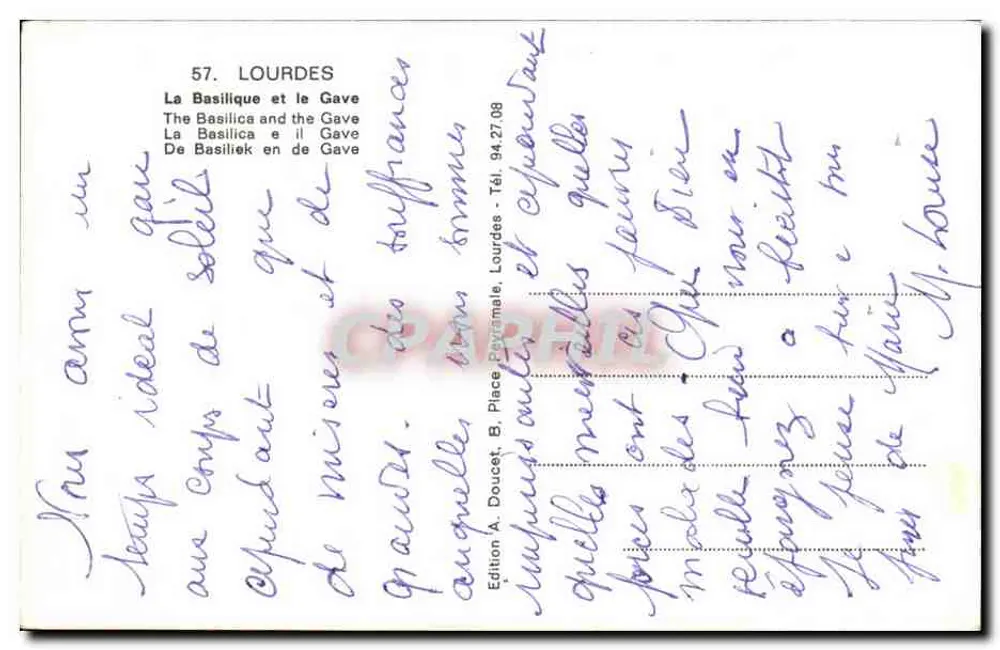 Lourdes — A Basílica e o Gave — Editor Edlux, n°57 - Verso