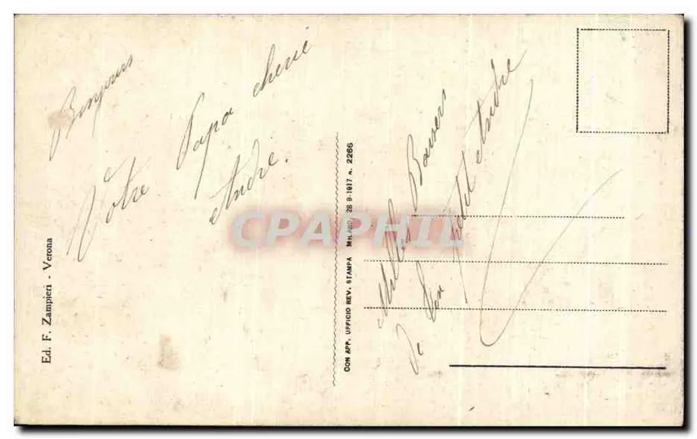 Verona - Ponte Pietra - Castel S. Pietro — Verlag F. Zampieri, n° 2286 - Rückseite