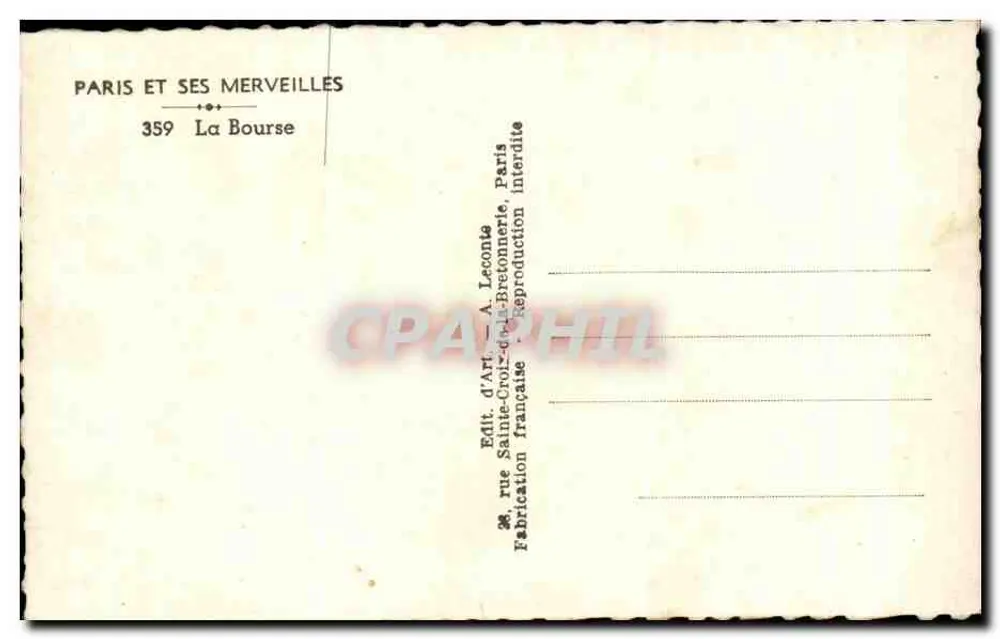 Die Börse — Paris — Verleger A. Leconte, Nr. 359 - Rückseite