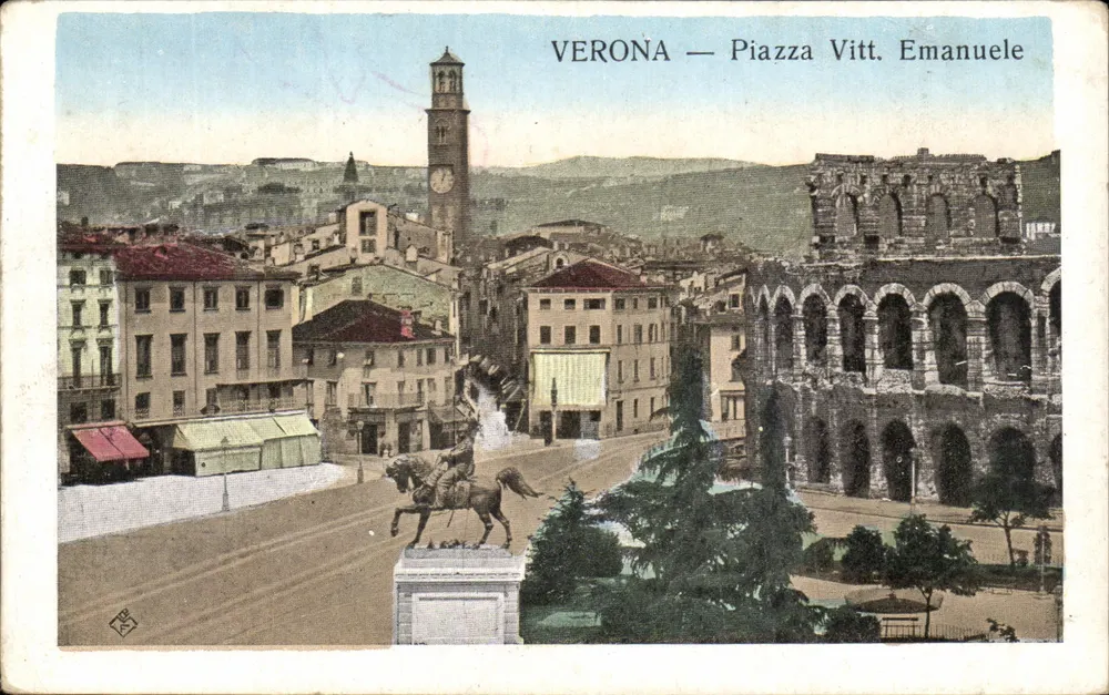 Verona — Piazza Vitt. Emanuele — Uff. Rev. Stampa Milano, N. 1526 - Frente