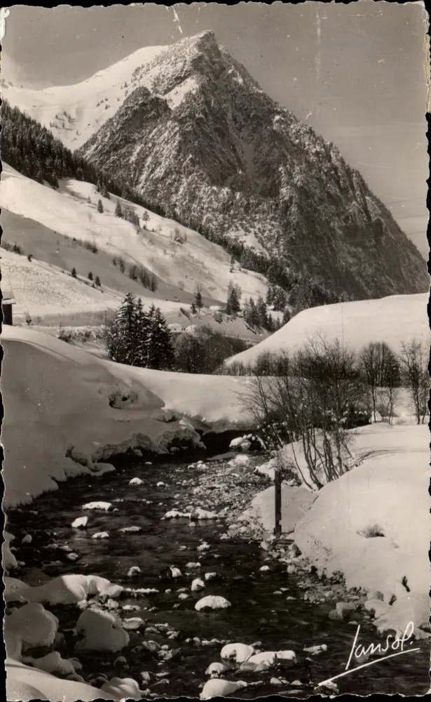 Pralognan-la-Vanoise — vue hivernale du Pointe de Villeneuve (éditeur Jansot) - Recto