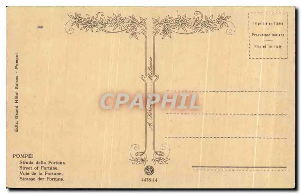 Pompeji — Voe de la Fortune — Edition Grand Hôtel Suisse, n° 4478-14 - Rückseite