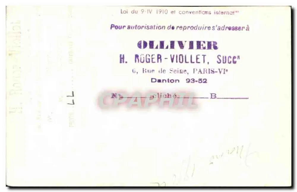Palácio Real — Paris — H. Rüger-Viollet, Paris-VIe - Verso