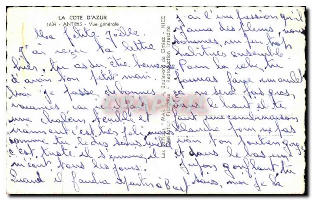 Antibes — Vista geral — Les Éditions "MAR" - Verso