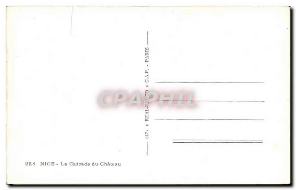 Nice - A Cascata do Castelo — editor C.A.P. - n° 228 - Verso
