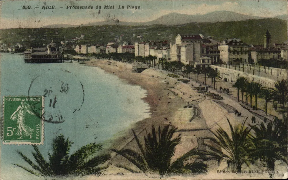 Nice - Promenade do Midi. A Praia — Edição Bayanus, Irènes, Nice — n° 850 - Frente
