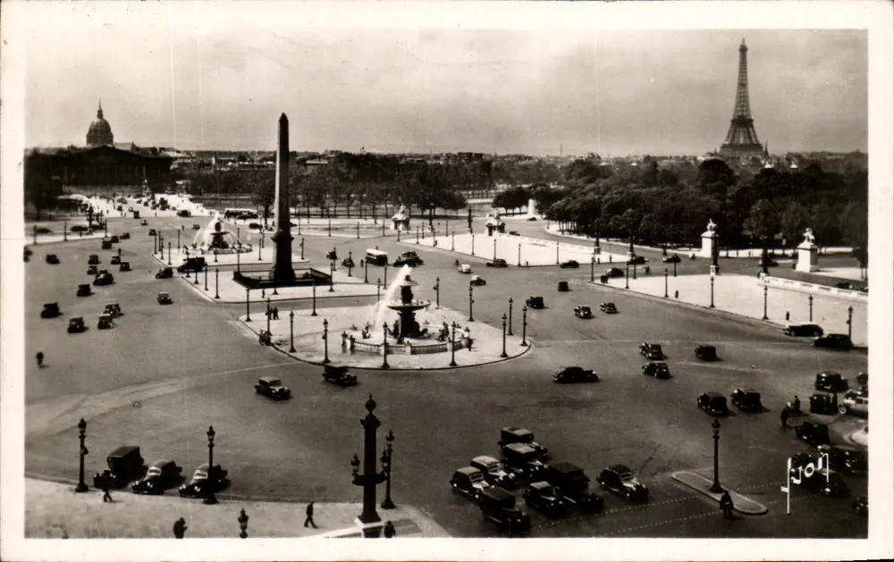Place de la Concorde — Panoramablick mit Obelisken und Eiffelturm — Éditions de l'Art, Paris - Vorderseite