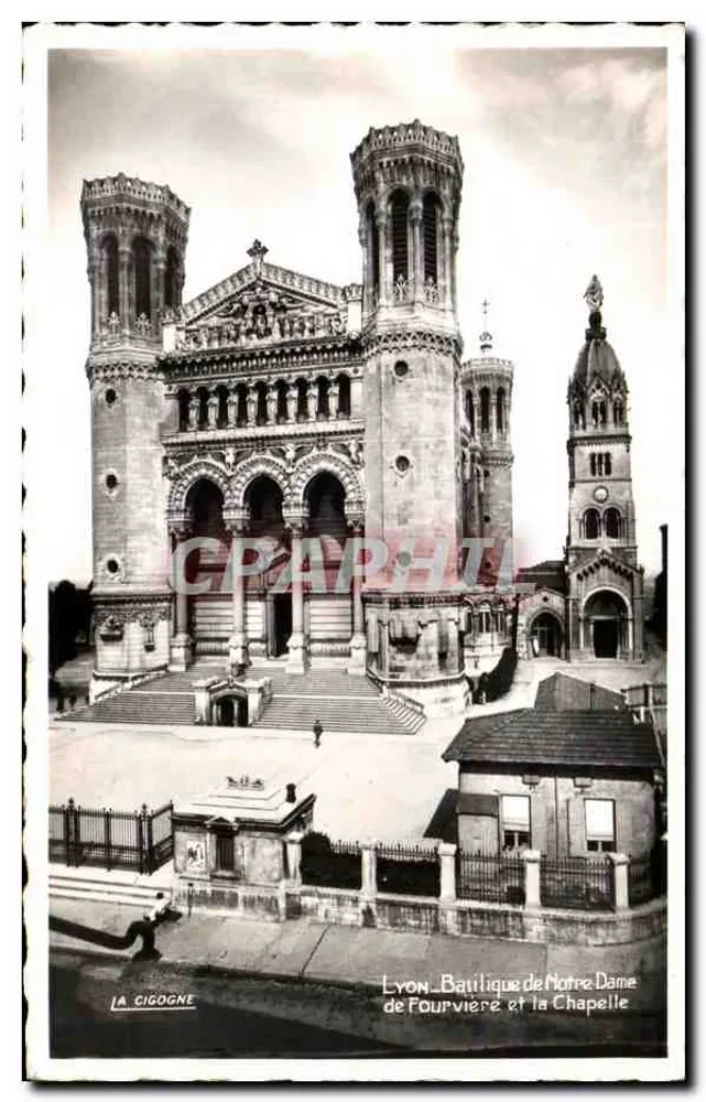Lyon - Basilique Notre-Dame de Fourvière und die Kapelle — Die Storch - Vorderseite