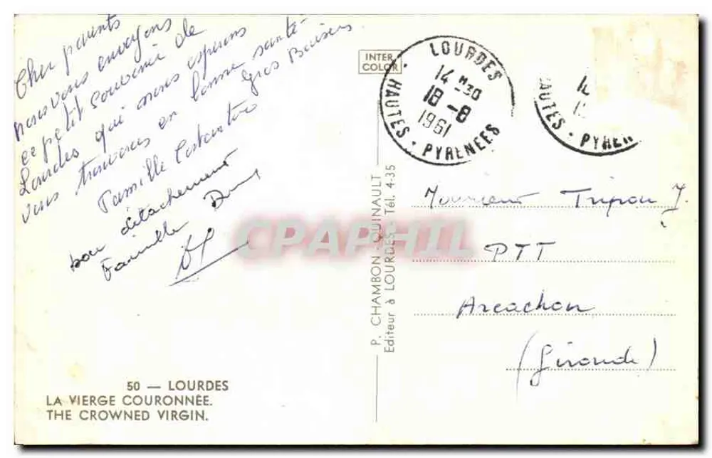 A Virgem Coroada — Lourdes — P. Chambon-Louinault, n°50 - Verso