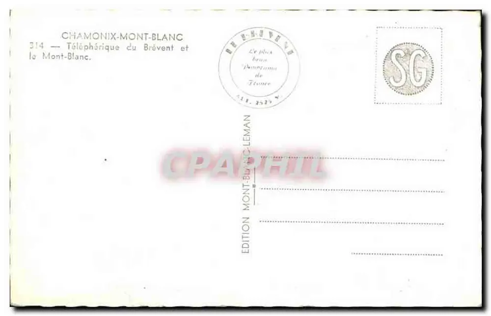 Chamonix-Mont-Blanc — Téléphérique du Brévent et le Mont-Blanc — Édition Mont-Blanc-Leman - Verso