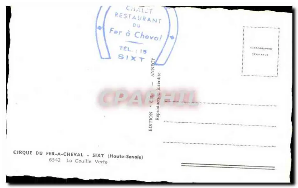 Cirque du Fer-à-Cheval — cascada — Edición Cirque du Fer-à-Cheval, Sixt (Alta Saboya) - Reverso