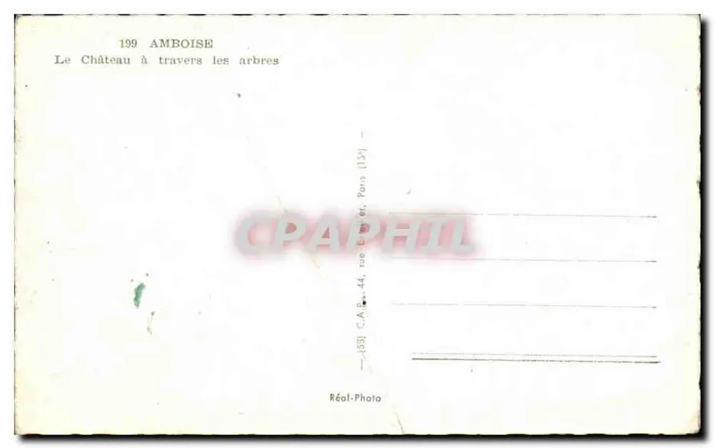 Amboise — Le Château à travers les arbres — Réal-Photo, n°199 - Reverso